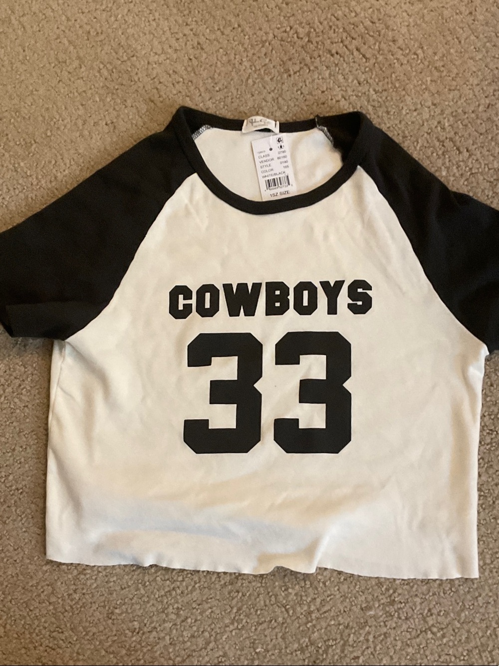PacSun Kids 'Cowboys 33' Raglan Tee in White and Black